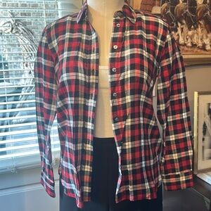 Talbots Sz SP Red Black White Plaid Ladies Button Down Shirt EUC